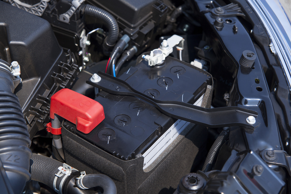 battery under hood detail
